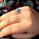 92.5 Sterling Silver Blue Butterfly Adjustable Mystic Ring